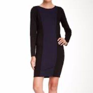ALICE & OLIVIA Employed Amena Colorblock Navy/Black Dress